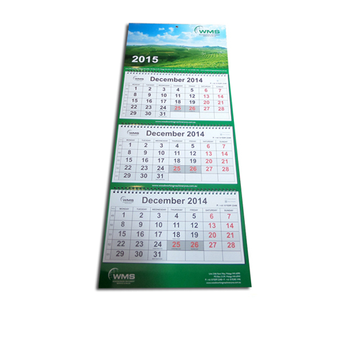 Custom Paper 3 Month Wall Calendar