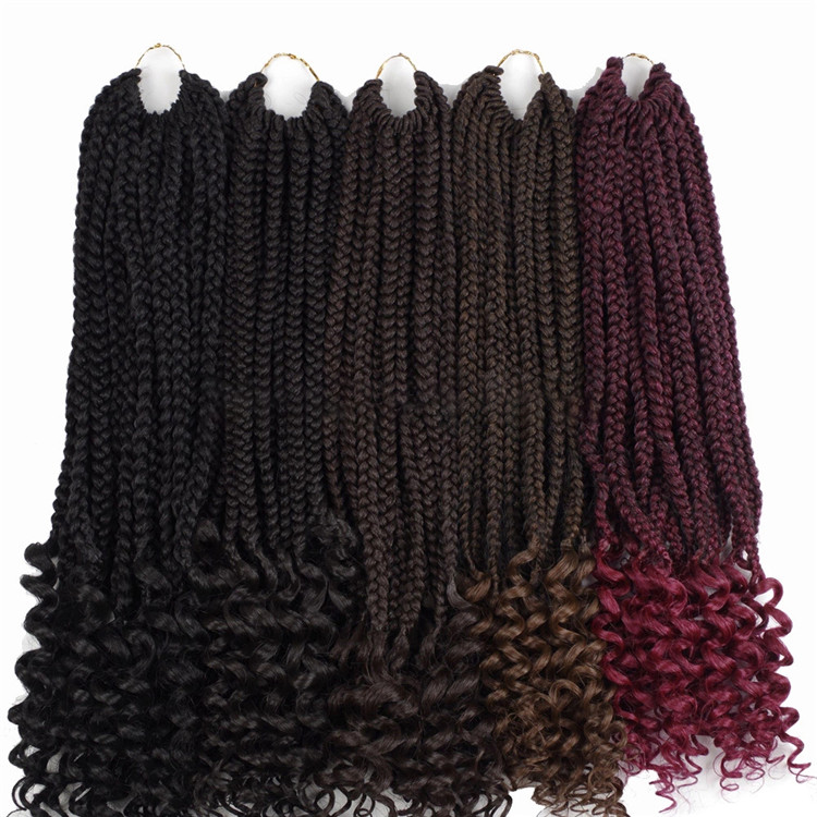 Factory Wholesale Box Braids Crochet Twist Hair Braids with Curly Ends Synthetic Goddess Faux Locs Braids