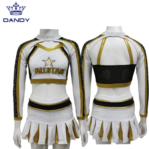 Custom Gold All Star Cheerleader Uniformen