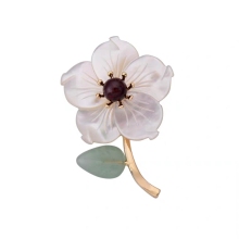 Natural shell flower brooch