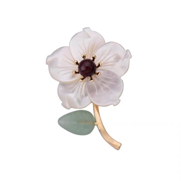 Natural shell flower brooch