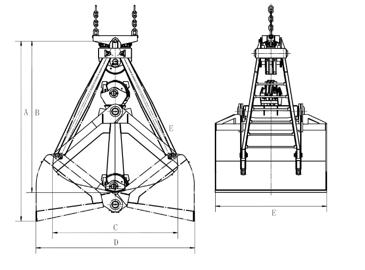 2 Ropes Clamshell Mechanical Grab