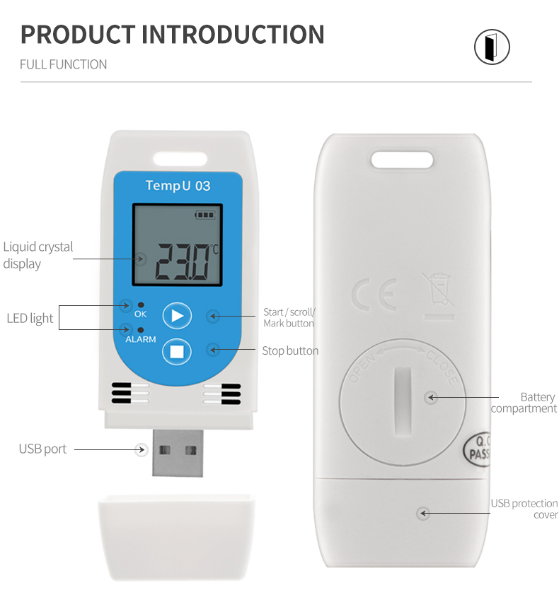 Single use USB Temperature data logger