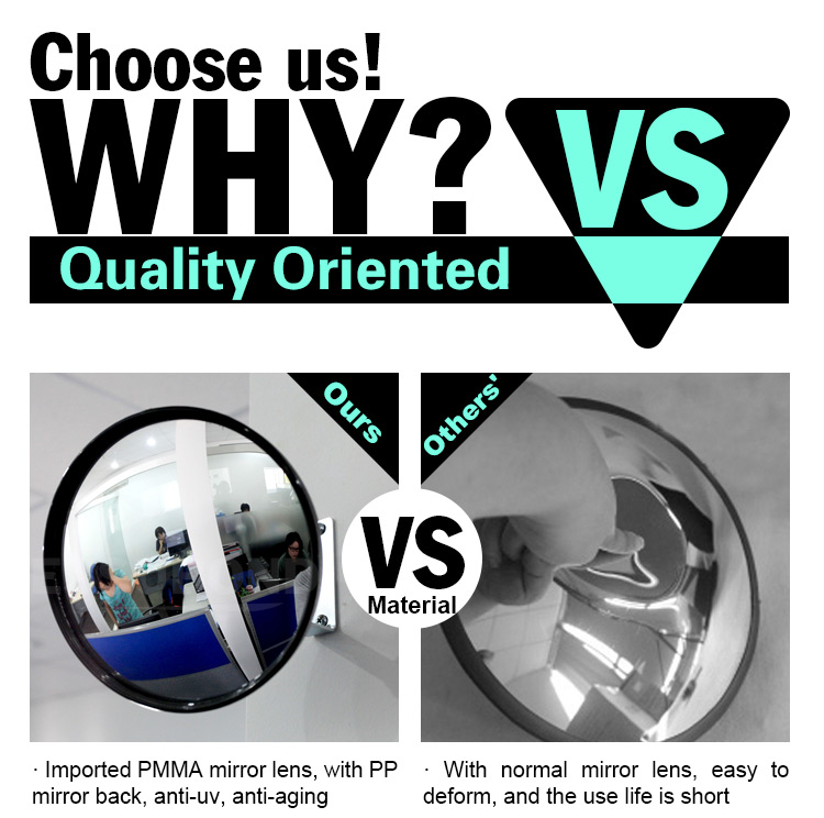 Wide Angle PMMA Material Diameter 22 cm 16 cm Indoor Use Convex Mirror