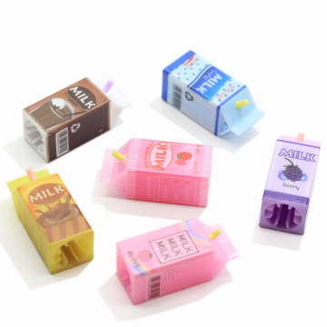 Colorful 3D Milk Box Resin Beads Simulation Drink Packaging DIY Decor Dollhouse Kitchen Toys Keychain Handbag Ornament Parts