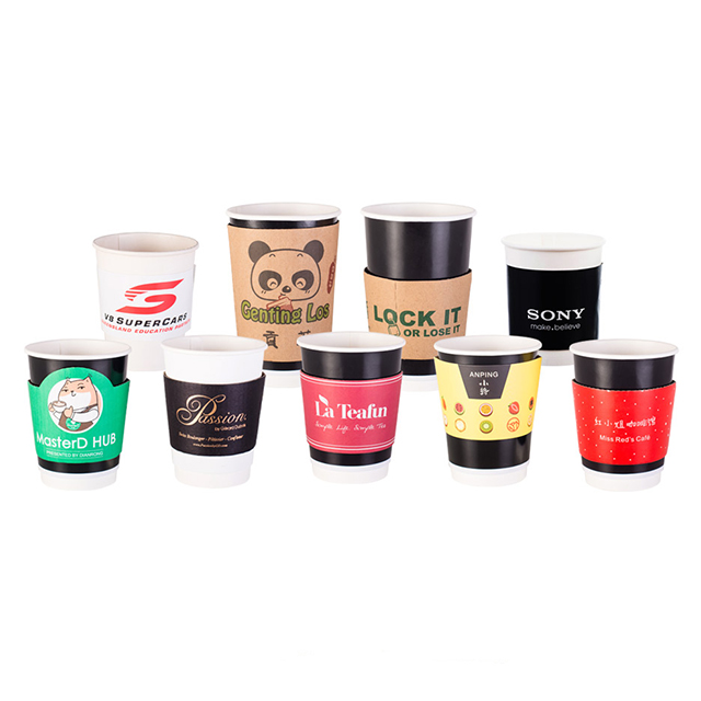 Disposable corrugated coffee cup sleeve milk tea custom paper cup sleeve