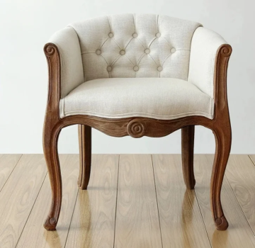 French Upholstered living Chair Antique Ash Wood Armchairs