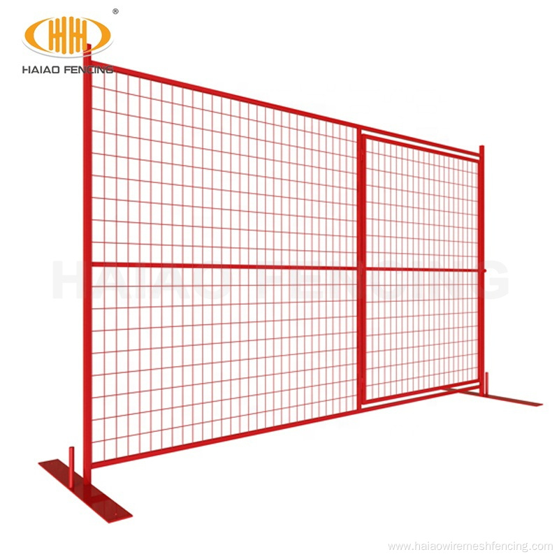 Red Canada Temporary Construction Fence with Gate Panel