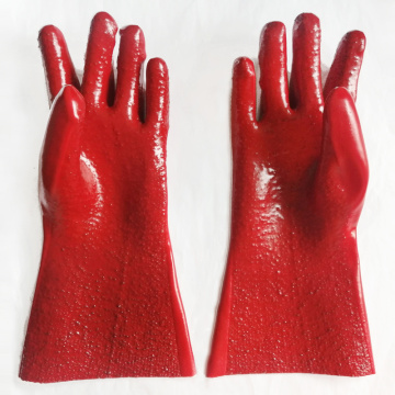 Guantes antideslizantes duraderos de PVC rojo Equipo de seguridad industrial