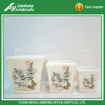 Square shape miniature ceramic flowers handmade gardenpot