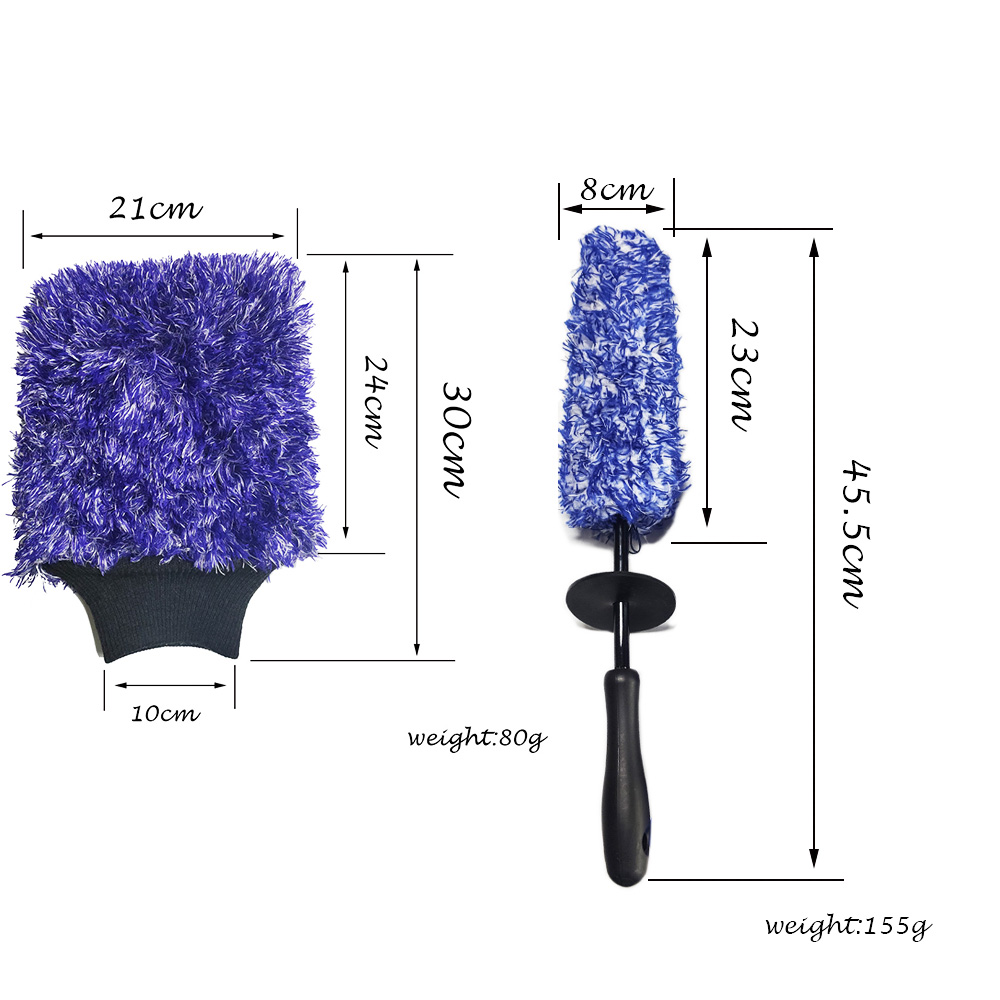 Two-piece car beauty tools set,Wash Mitt Sponge Microfiber, Custom,Wheel Brush