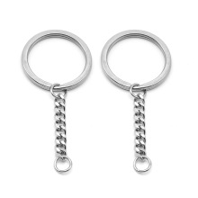 Diy Stainless Steel Flat Split Key Chain Cuban Link Chain Key Ring Accessory Holder