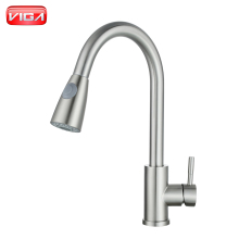 Contemporary Gooseneck Deck Mounted Pull Down Kitchen Faucet