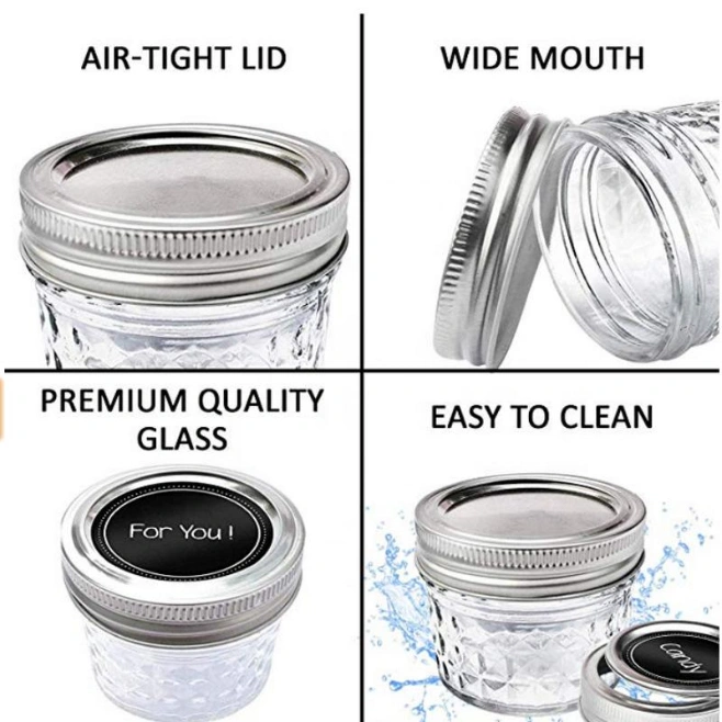 Top Quality Small Empty Mini Glass Mason Jar with Metal Lid for Jam Jelly