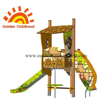 Playhouse Dengan Slide Peralatan Playground Luar Ruangan Untuk Anak-Anak