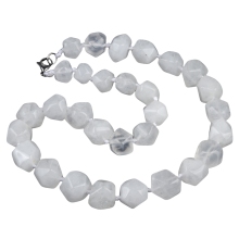 Clear Crystal Irregular Faceted Tumbled Stone Beads Knotted Stone Necklacer