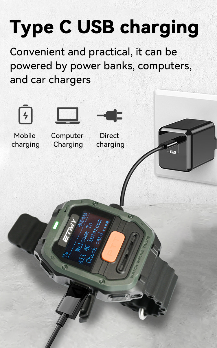 2025 New 4G POC Radio Smart Wrist Watch ETMY ET-CW1 5000km Nationwide Communication Sim Card Supported Radio Walkie Talkie