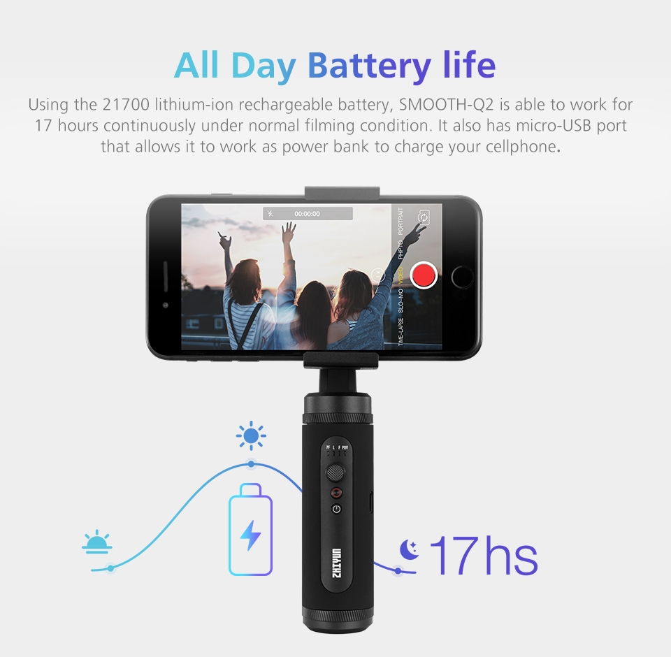 Fast shipping Zhiyun Smooth Q2 Handheld mini pocket palm size Smartphone Gimbal Stabilizer