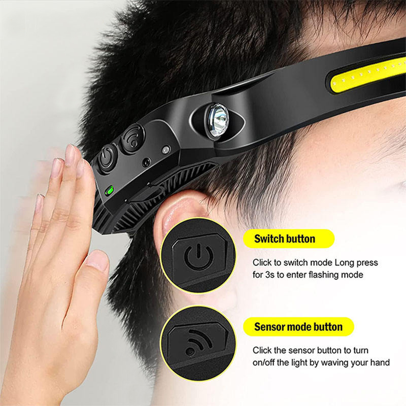 New Arrived High Quality 10 Light Mode USB Rechargeable with Sensor Function High Lumen Super Bright LED Headlamp for Emergency