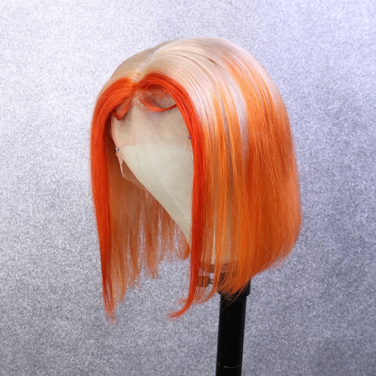 Annione Wholesale Human Hair Wigs Silky Straight Short Bob Short Blonde Wigs Colored Lace Front Bob Human Hair Wigs