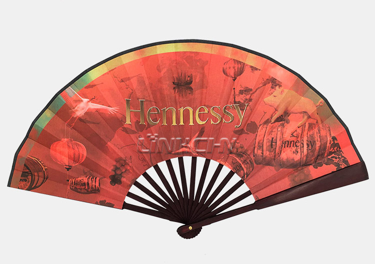 Customized bamboo hand held folding fan with bamboo frame