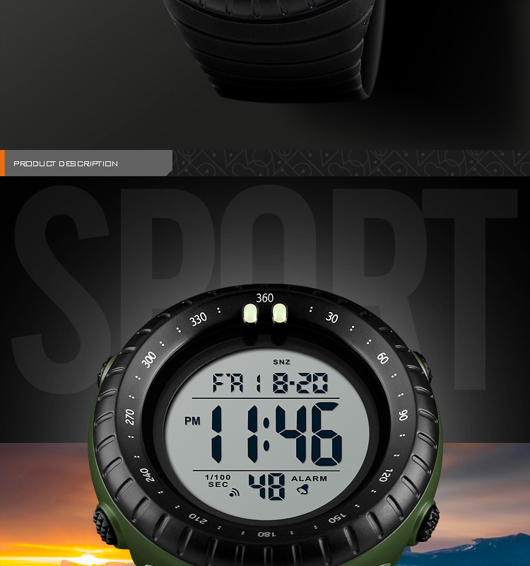 Skmei 1420 large face chronograph wrist watches digital sport men watch custom