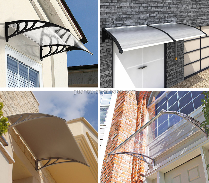 Uk Market Popular Style Diy Sun Shade White Plastic Arm With Clear Pc Cover Board Outdooor Polycarbonate Canopy