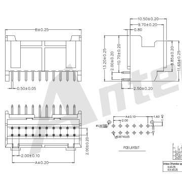 2.0 Pitch SPH -serie Dual Row 90 Connector