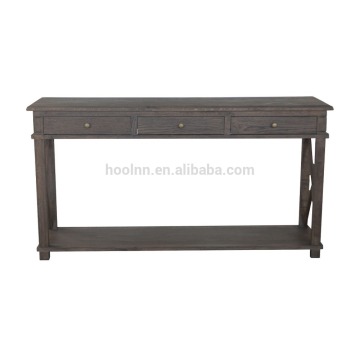 Oak Console Table X Legs Table with Drawers