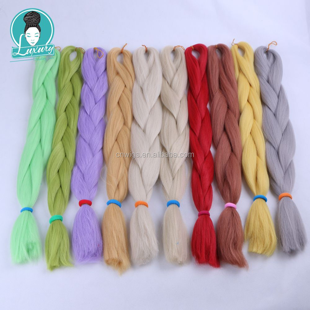 24" 60cm Folded 80grams  Rainbow color(1001-T2356) Bubblegum Pink Blue jumbo braid 100 synthetic braiding hair