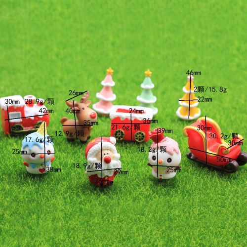 2021 Statue Christmas Santa Claus Sled Deer Tree Figurine Doll House Home Decor Miniature Fairy Garden Decoration accessories