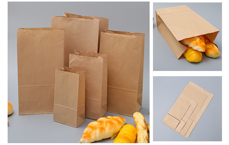 customize store bags Kraft Paper Bag Baked Bread Greaseproof Paper Bag Logo print cheap