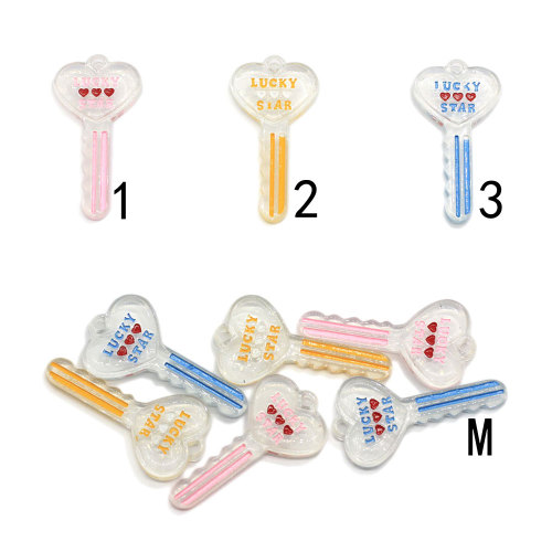 Suministro encantador Flatback forma de llave corazón carta cuentas de resina cabujón regalos artesanía Diy álbum de recortes adorno de arte