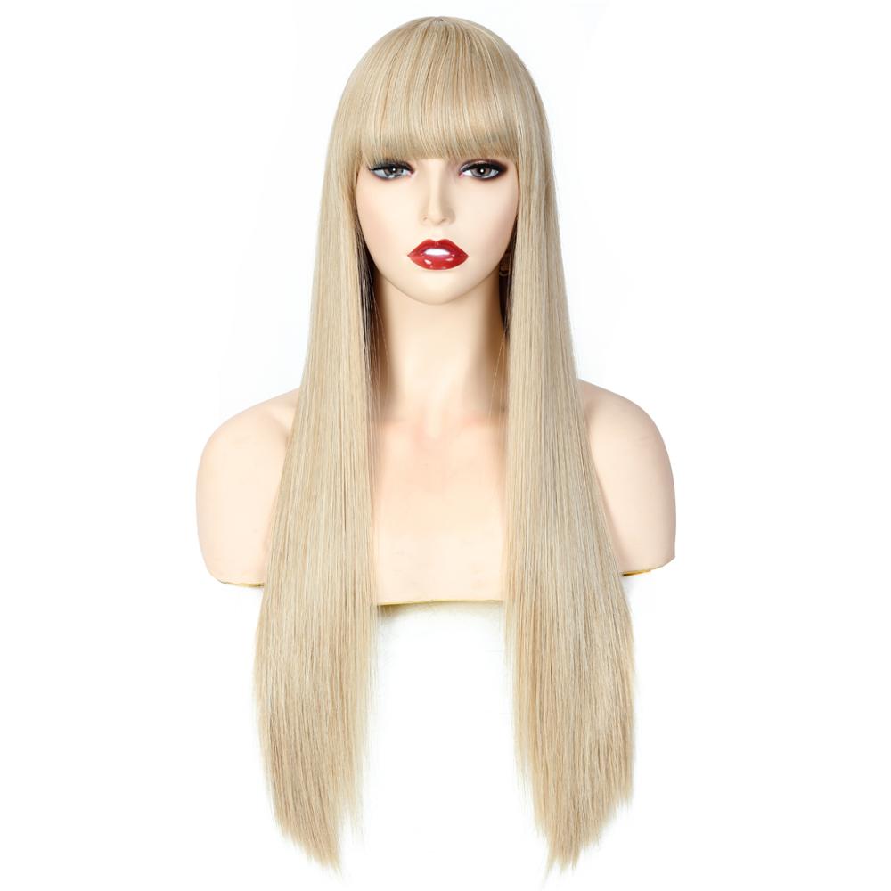 MYZER straight hair cheap artificial wig, synthetic wig supplier, 26-inch artificial wig in various colors (cream color)