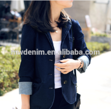 popular indigo knit denim french terry jacket naist fabric