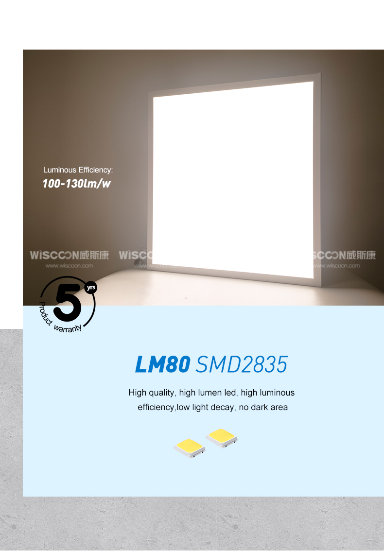 Side-lit LED Panel Lighting 2x2 600*600*10mm 36W 48W 60W 100lm/w 120lm/w