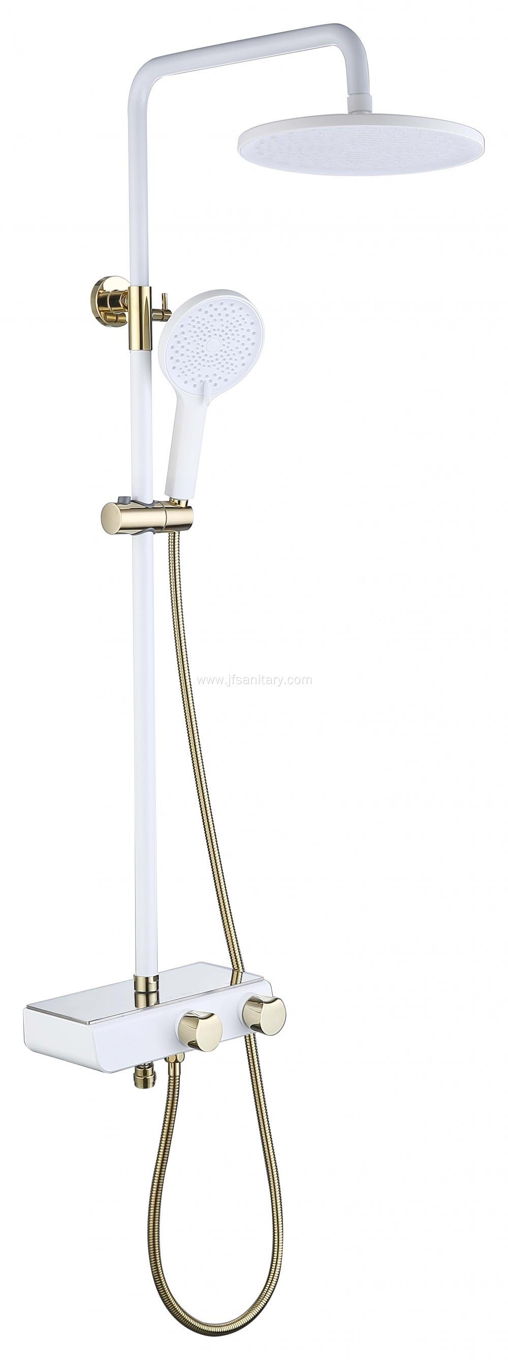 Brass Shower Mixer Set With Shelf Fashion White