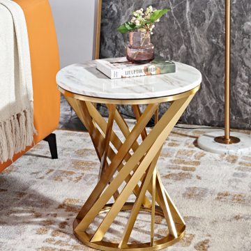 Modern Round Gold Metal Frame Coffee Table