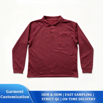 Weinrotes Langarm-Poloshirt