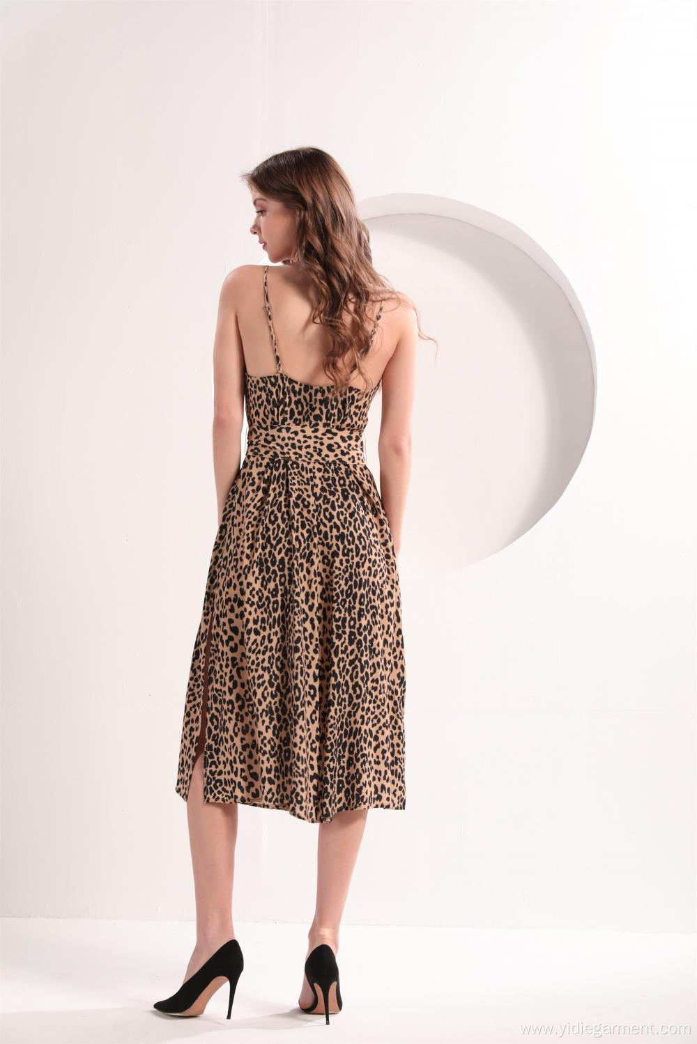 Leopard Print Slip Midi Dress