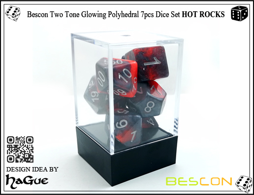 Bescon de dos tonos que brillan intensamente poliédrico 7pcs dados conjunto HOT ROCKS-2 Bescon Two Tone Glowing Polyhedral 7pcs Dice Set HOT ROCKS-2
