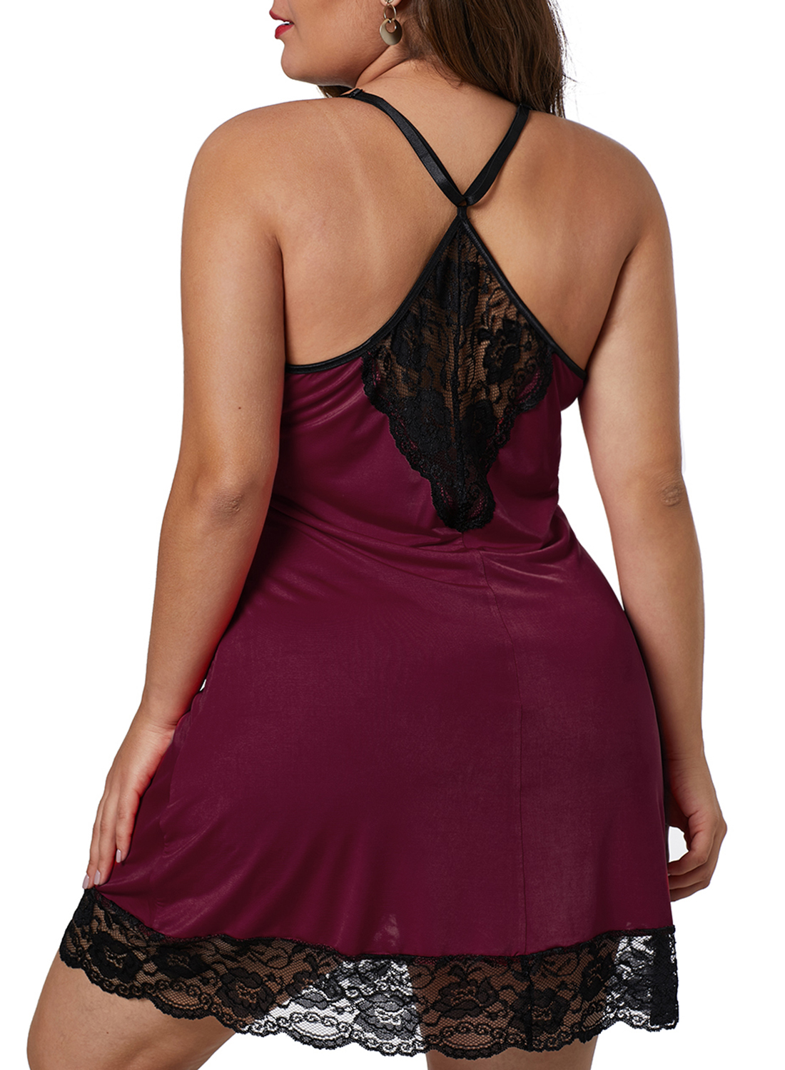 burgundy sexy lace babydoll