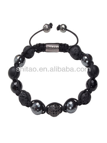 Multi Precious Stone Braided Shamballa Bracelet STSN-01