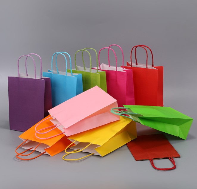 Customized Take Away Fast Food Bag Fashion Shopping Bag Brown Kraft Paper Bags with handles