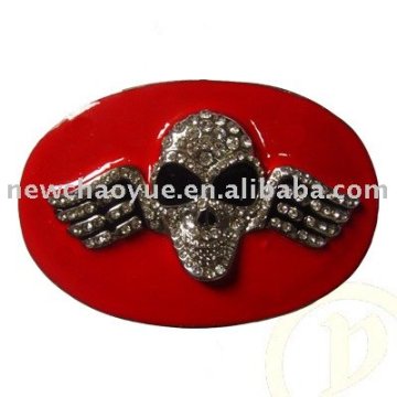 rhinestone skull western belt buckle