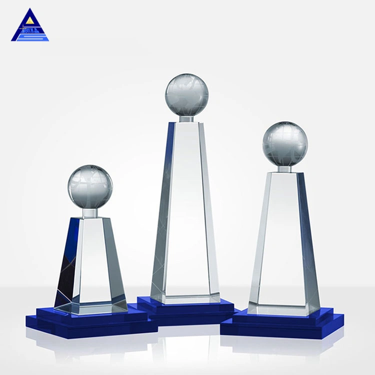 Crystal Award Golden Metal with Trophy Globe Technology