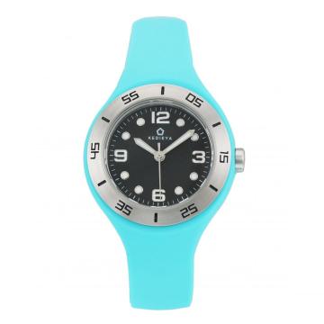 Stainless steel sky blue silicone strap watches