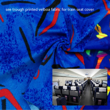 see through printed velboa fabric for train seat cover