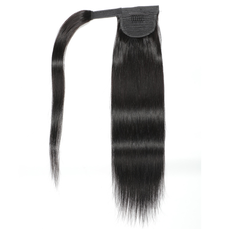 Wrap Around Ponytail 100% Virgin Human Hair Silky Straight, Remy Brazilian Human Hair Drawstring Ponytails