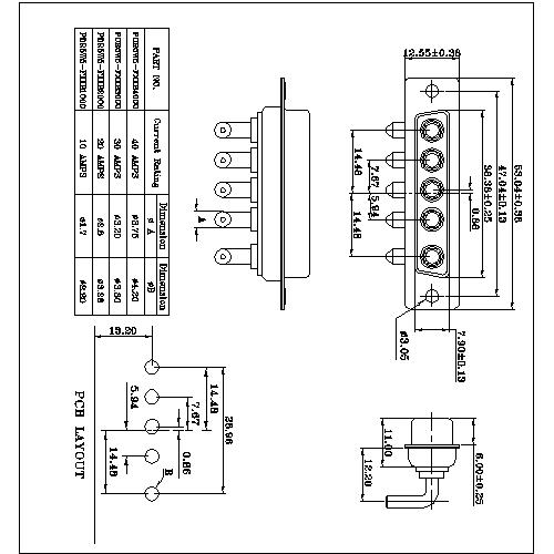 PDR5W5-FXXX00 POWER D-SUB 5W5 Right angle PCB-FEMALE TYPE